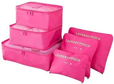 Obrázok produktu pre Ultiluxe Organizéry do kufra - 6 kusov - Cestovné organizéry - Packing cubes - Organizátor kufra - Ľahký - Vodoodolný - Ružová/Červená -