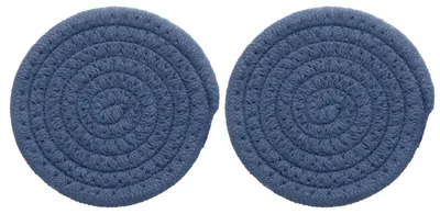 Runde Platzsets aus Baumwolle, 2 Stück, 11 cm, geflochten, blau