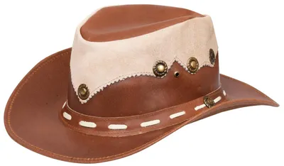 Immagine prodotto di Cappello da cowboy in vera pelle - Cappello western australiano - Cappello da "outback" - Cappello da "bush" - Resistente agli urti - Taglia regolabile - Cappello da cowboy