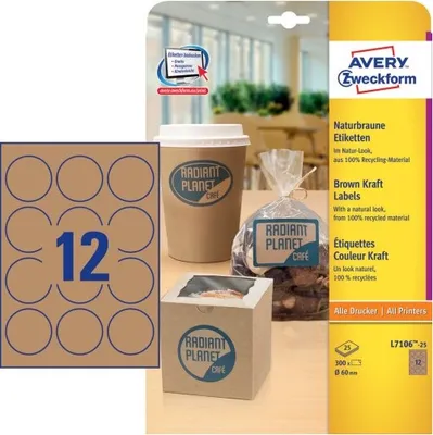 Obrázok produktu pre Avery - hnedé remeselné štítky L7106-20 (kruhový 12x)