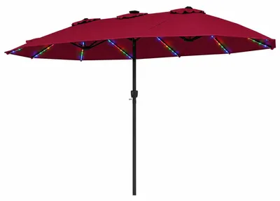Produktbild von KOMFOTTEU 470 cm Doppel-Sonnenschirm XXL mit 144 LED Beleuchtung, rot