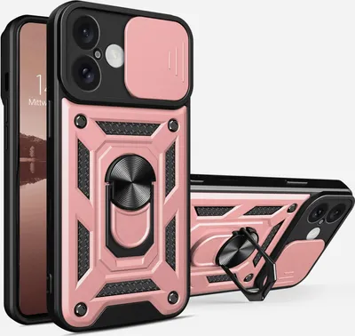 Produktbild von Armor Handyhülle für Apple iPhone 16 Kameraschutz Handy Panzer Case Cover Schutzhülle Outdoor Farbe: Rosegold