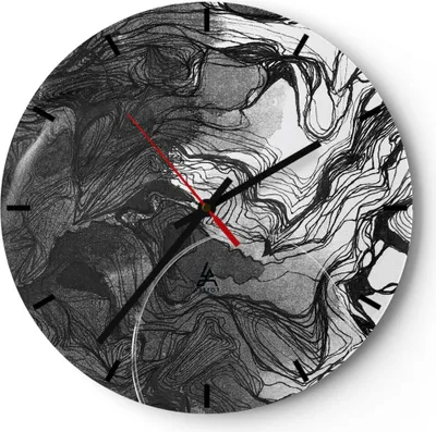 Produktbild von Wanduhr - Rund - Glasuhr - Frau Linie Kunst. - 40x40cm - Schleichendes Uhrwerk - Lautlos - zum Aufhängen bereit - Dekoration Modern - Wanddekoration aus Glas - C3AR40x40-4687