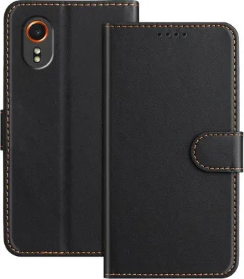Image de Étui pour Samsung Galaxy Xcover 7 - Coque portefeuille Phonesta Smooth Skin avec cordon amovible - Noir