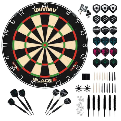 Produktbild von Winmau Blade 6 Dartboard + 2 Sets KOTO Steeldarts ( 90 Teile)