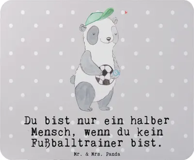 Produktbild von Mr. & Mrs. Panda Mauspad Fußballtrainer Herz - Grau Pastell - Geschenk, laptop, Glücksbringer, Mousepad, pc, Lustig, Spruch, Mouse Pad, Fußballspiel