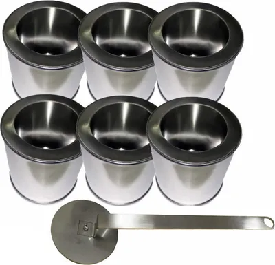 Produktbild von 6 Brennstoffdosen Weißblech 0,25 Liter + 6 Edelstahlsparplatten  + 1 Flamenlöscher