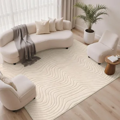 Waschbarer Antirutsch-Teppich, 160x230 cm, beige, 3D-Design