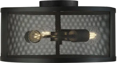 Produktbild von Deckenlampe Metall E27 Ø 45 cm rund Schwarz 3-flammig Retro Design Deckenleuchte