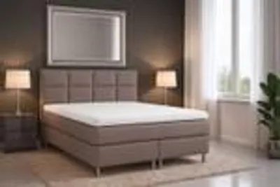 Produktbild von Boxspringbett MIAMI 140x200 cm Silbergrau Webstoff mit 7 Zonen Taschenfederkern-Matratze mit Visco-Topper