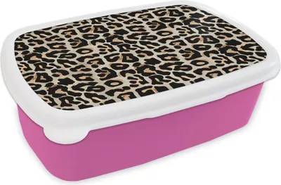 Produktbild von KitchenYeah® Lunchbox Brotzeit Brotdose 17x11 cm Tierprint - Panther - Schwarz - Luxus Kinder Brotzeitdose - Lunchpaket - Brotkasten  - Sandwich Box