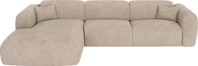 Produktbild von Ecksofa mit Schlaffunktion - Ecke links - Cord fein gerippt - Beige - POGNI