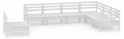 Immagine prodotto di vidaXL Set da giardino 7 pezzi in legno massello di pino, bianco