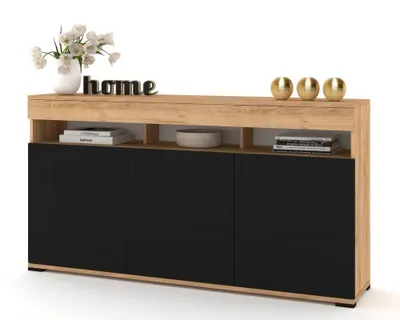 Produktbild von Große Kommode Fernsehschrank LUNA 3D Golden Craft Eiche/Schwarz 120cm