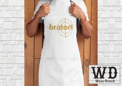 Produktbild von Kochschürze Grillschürze Bratort Weiß Gold