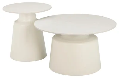 Produktbild von home24 Couchtisch - 2er-Set - Keramik / Metall - Cremeweiß