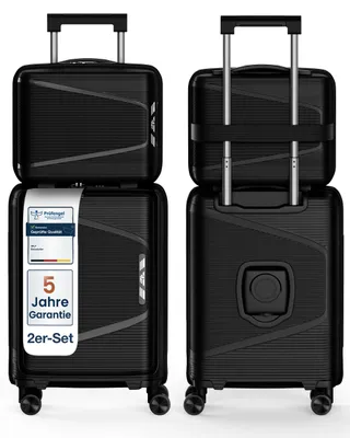 Produktbild von 4FLY Hartschalen Handgepäck Set 2-teilig – Kabinenkoffer (54x36x19cm) 30L und Kosmetikkoffer 18L mit TSA-Schloss, USB-C, Doppelrollen