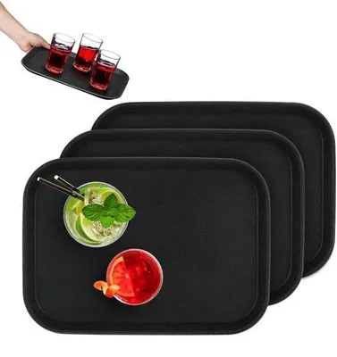 Produktbild von Famanu Servierbrett Set 3 Stück - rechteckig, 35x25 cm, schwarz