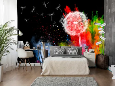 Produktbild von Vlies Fototapete 400x280 cm Tapeten Wandtapete XXL Abstrakt Pusteblume bunt b-C-0114-a-b
