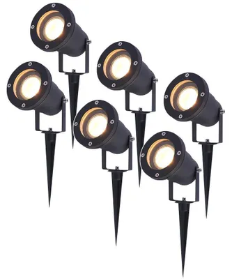 Image de HOFTRONIC - Spot à piquet LED extérieur 4W 345lm 2700K IP65 Noir 6 pièces