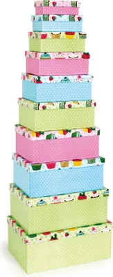 Produktbild von 10 x Box Cupcake verschiedene Größen 10-er Set ineinander stapelbar Farben bunt