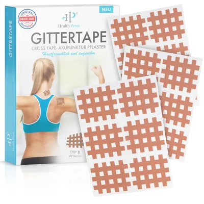 Produktbild von Health Press® Gittertape Cross Tape – Größe Typ B 120 Stück – Akupunkturpflaster mit ausführlicher E-Book Anleitung zum Download