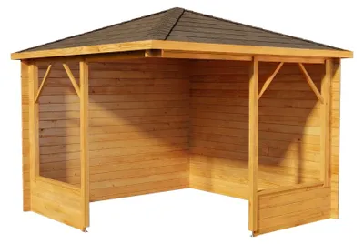 Produktbild von Alpholz 5-Eck Holz-Pavillon Maik 318x318cm Imprägn. Pinie 28mm Wandstärke