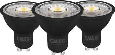 Produktbild von Calex LED Spot GU10, Schwarz, 2700K Warmweiß Licht, mit Tag- und Nachtsensor, für Innen & Außen, 3er Pack