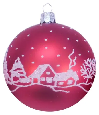 Weihnachtskugeln 8 cm, 3er-Set, mundgeblasen, handbemalt, rot