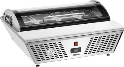 Produktbild von Bartscher Kühlvitrine 67 Liter, 790x620x320 mm (B/T/H), 8x 1/6 GN, Auftischgerät mit Schneidbrett