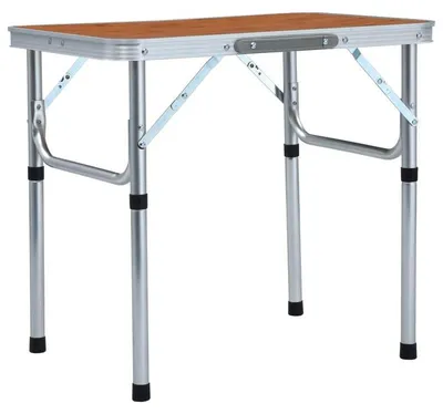 Immagine prodotto di Tavolo pieghevole da campeggio - Realizzato in alluminio resistente e MDF - Tavolo da picnic portatile - 60x45 cm