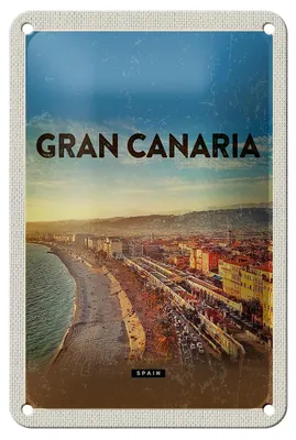 Produktbild von Blechschild Reise 12x18cm Gran Canaria Spain Panoramablick Meer Schild