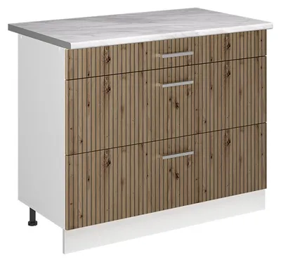 Imagen del producto de Mueble bajo de cocina Vicco R-Line Roble artesanal/Blanco 100 cm encimera Mármol, Model 71494