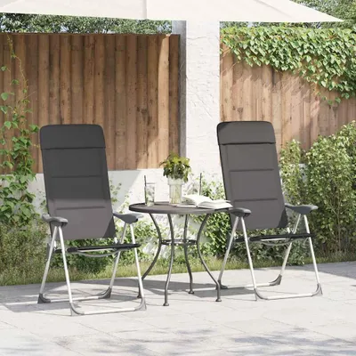 Produktbild von vidaXL Campingstuhl 2 Stk. Grau 58 x 69 x 111 cm Aluminium