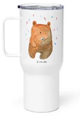 Produktbild von Mr. & Mrs. Panda Teetasse Bär Party - Weiß - Geschenk, Kaffee-Thermobecher, Mitbringsel, Kaffee-to-go-Becher, Geburtstag, thermosbecher, Lustig, Thermobecher, Teddy
