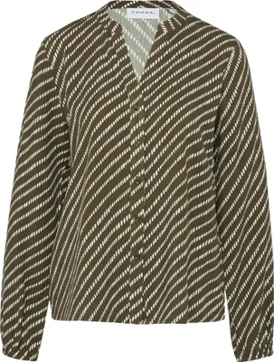 Produktbild von Comma Langärmelige Bluse mit Stehkragen und All-over-Print, Grün, Größe 34