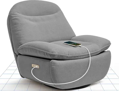 Immagine prodotto di Poltrona elettrica reclinabile XR6-OVAL-G-EUAM con USB, girevole, grigia