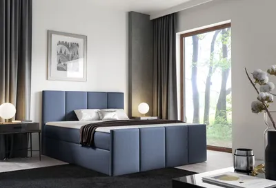 Produktbild von Bett mit Matratze und Lattenrost LOLA – 180x200, grau-blau 1 + ER Topper