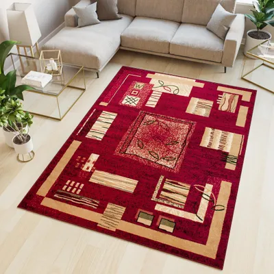 Image de Tapis Tapis ATLAS moderne rouge beige salon 160 x 220 cm