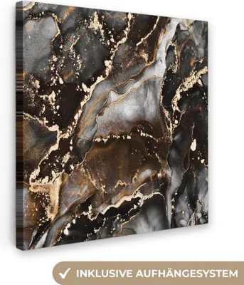 Produktbild von MuchoWow® - Leinwandbilder - Marmor - Gold - Glitzer - Luxus, Wandbild, Wanddeko Bilder Wohnzimmer, 50x50 cm