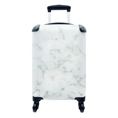 Produktbild von MuchoWow® Koffer Handgepäck Trolley Rollkoffer Kleine Reisekoffer mit 4 Rollen - Marmor - Weiß - Grün - Cabin Size < 55x40x23 cm & 55x40x20 cm - Fotokoffer - Kabinenkoffer - Boardgepäck - Reise-Box - Reisekoffer - Reisegepäck - Koffer mit Bild - Trolley für Kinder