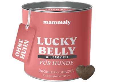 Produktbild von mammaly Lucky Belly Allergy Fit Lucky Belly fü Hunde ohne Huhn Probiotika Hund Verdauungssnack für Hunde getreidefrei Heilmoor Hund Darmflora aufbauen