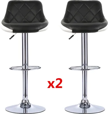 Produktbild von JEOBEST  Barhocker im 4er Set |  Kunstleder, höhenverstellbar 60-82 cm, 360° drehbar, Gestell aus verchromter Stahl | Schwarz+weiß