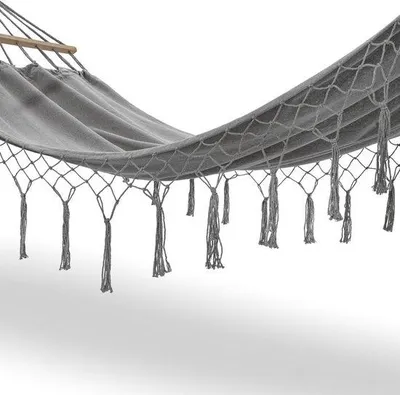 Produktbild von Famanu Hängematte Boho Design - Grau, 200 x 100 cm