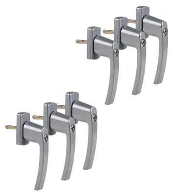 Produktbild von 6 Stück Fenstergriffe abschließbar mit je 2 Schlüsseln silber FGS 100 OLYMPIA