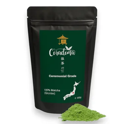 Produktbild von Matcha Ceremonial Grade aus Japan, Uji Kyoto | 100% Natürliches Matcha Pulver, handgemahlen aus Erster Ernte, Japanischer Grüntee | 100g Beutel