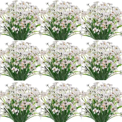Produktbild von 9 Bündel Kunstblumen für den Außenbereich, UV-beständig, Kunstblumen, kein Verblassen, Kunstplastikpflanzen, Dekoration für Garten, Veranda, Fensterkasten (Pink)