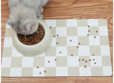 Produktbild von Napfunterlage Hund Katzen 30x50cm, Futtermatte für Hunde und Katzen,Futternapf Unterlage Rutschfeste Katzennapf Matte,Futterunterlage Hellbraun