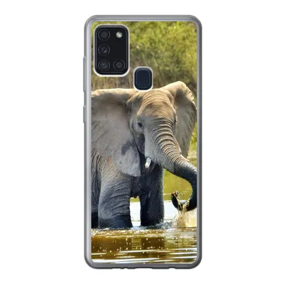 Produktbild von MuchoWow® Handyhülle Schutzhülle Hülle für Samsung Galaxy A21s Elefant - Wasser - Tiere - Natur Silikon Softcase Handy Hülle - Hartschale