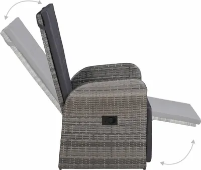 Image de vidaXL Chaise longue de jardin avec revêtement Poly rotin gris
